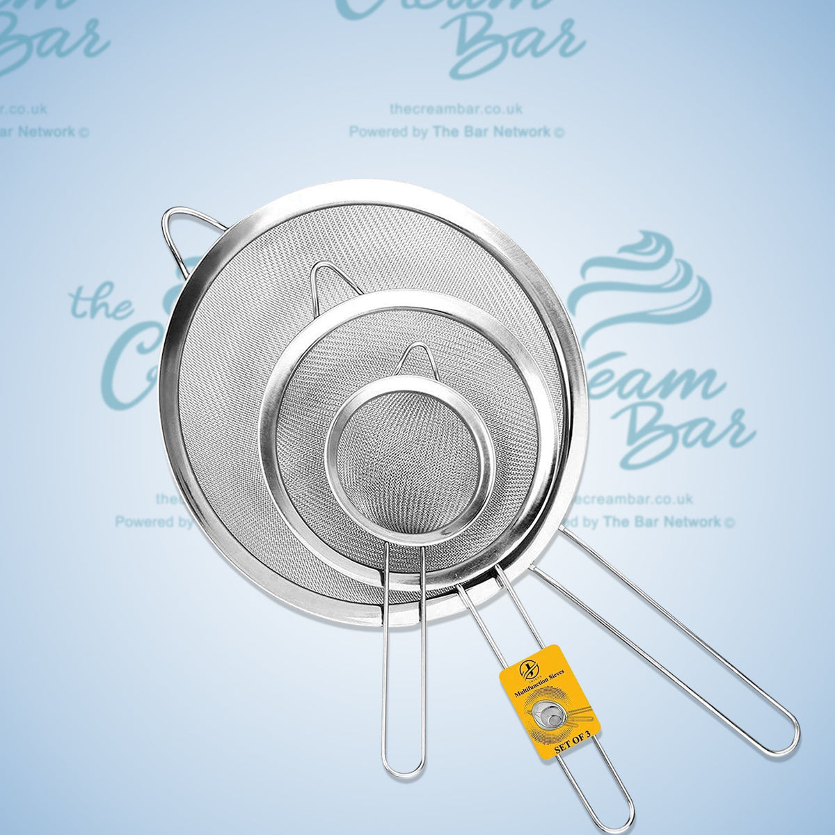 Stainless Steel Sieve (Handle) - Pack of 3 - The Cream Bar