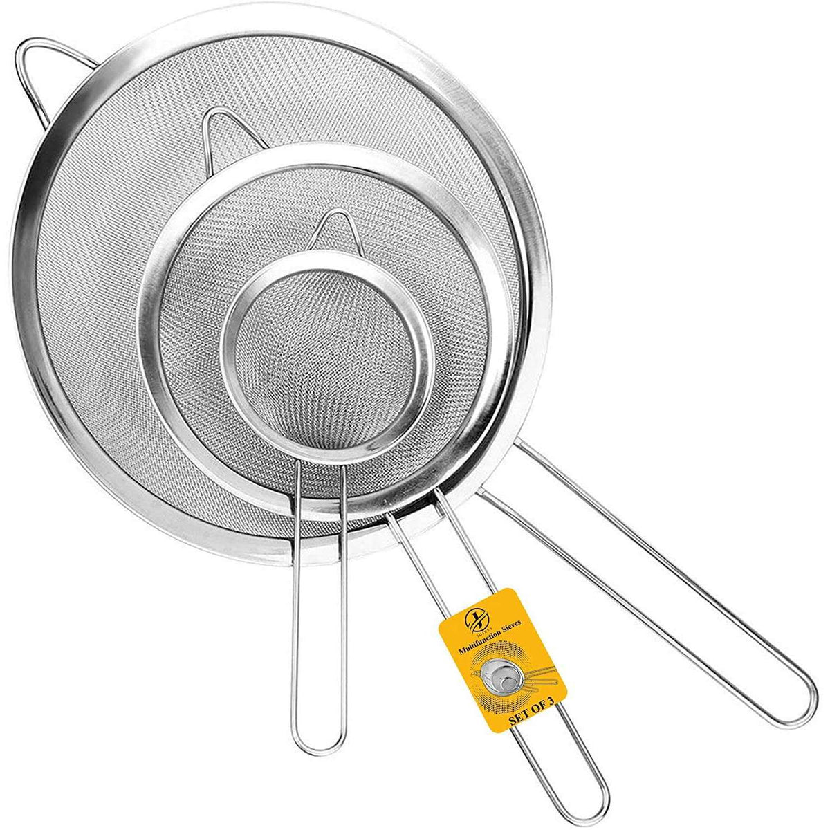 Stainless Steel Sieve (Handle) - Pack of 3 - The Cream Bar